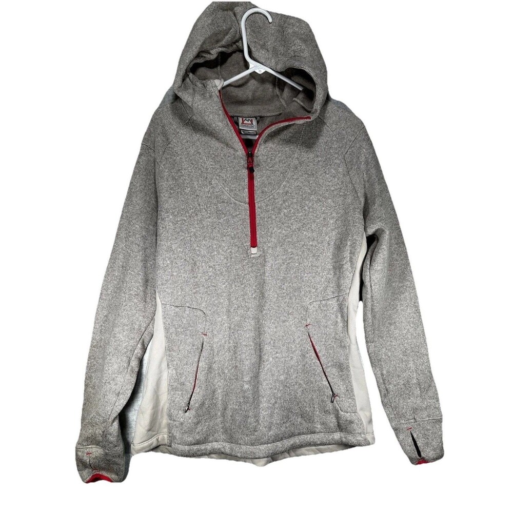 Avalanche Sweatshirt Women’s XL 1/4 Zip Hooded Fleece Thumb Holes Beige